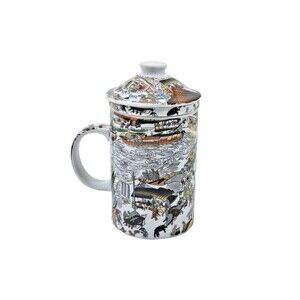 VINTAGE Kutani Japan Kidai Shoran Scroll Porcelain Tea Mug Cup 3 Pcs EUC‎